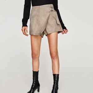Zara Suede Mini Skort Skirt